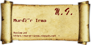 Murár Irma névjegykártya